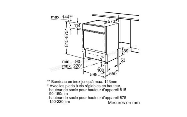 BOSCH SMI53M86EU - Sch&eacute;ma d'encastrement (cr&eacute;dit : Darty)