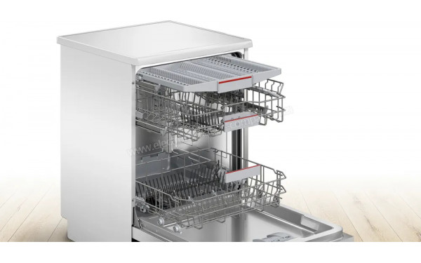 BOSCH SMS4EVW36F - Vue du panier inf&eacute;rieur, sup&eacute;rieur et tiroir sup&eacute;rieur