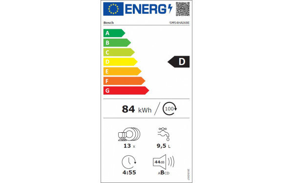 BOSCH SMS4HAI48E - &Eacute;tiquette &eacute;nergie v2