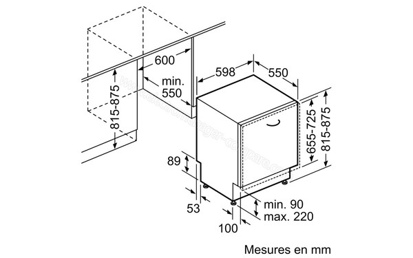 BOSCH SMV46GX01E - Sch&eacute;ma d'encastrement
