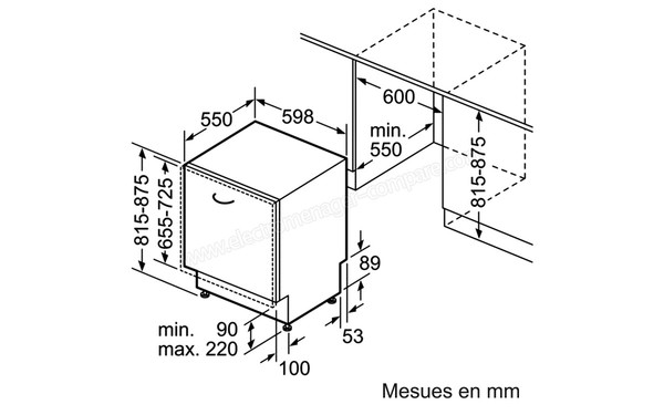 BOSCH SMV53L60EU - Sch&eacute;ma d'encastrement