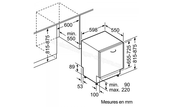 BOSCH SMV58L70EU - Sch&eacute;ma d'encastrement