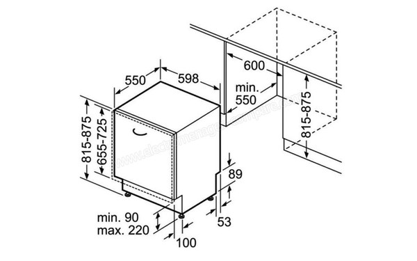 BOSCH SMV58M70EU - Dimensions (cr&eacute;dit : Boulanger)