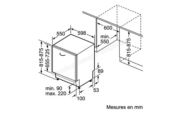 BOSCH SMV58N60EU - Sch&eacute;ma d'encastrement