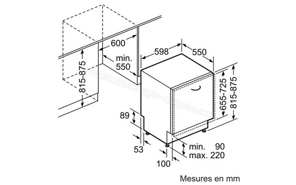 BOSCH SMV63N10EU - Sch&eacute;ma d'encastrement