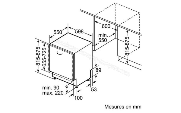 BOSCH SMV68M80EU - Dimension (cr&eacute;dit : Boulanger)