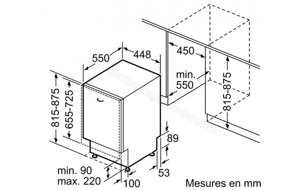 BOSCH SPV25CX00E - Sch&eacute;ma d'encastrement