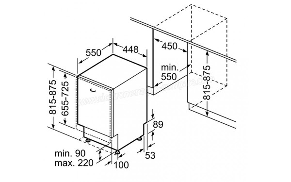 BOSCH SPV46IX01E - Sch&eacute;ma d'encastrement