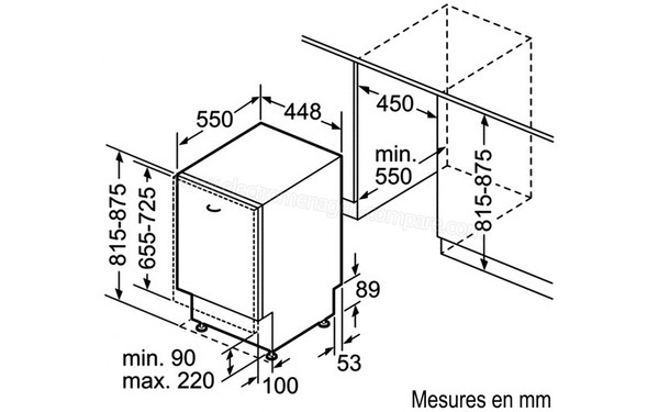 BOSCH SPV50E70EU - Sch&eacute;ma d'encastrement