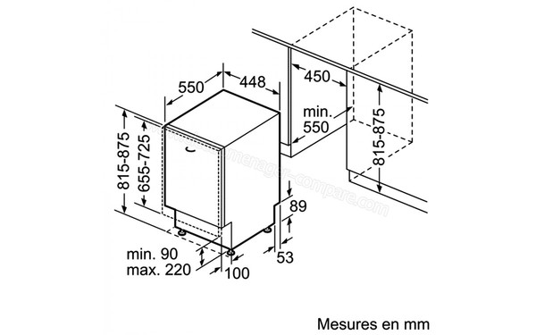 BOSCH SPV69T70EU - Sch&eacute;ma d'encastrement