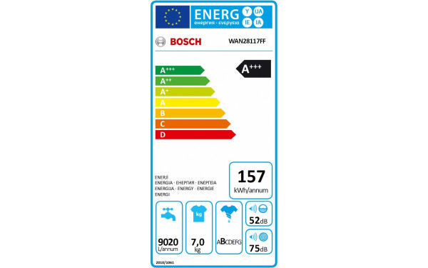 BOSCH WAN28117FF - &Eacute;tiquette &eacute;nergie