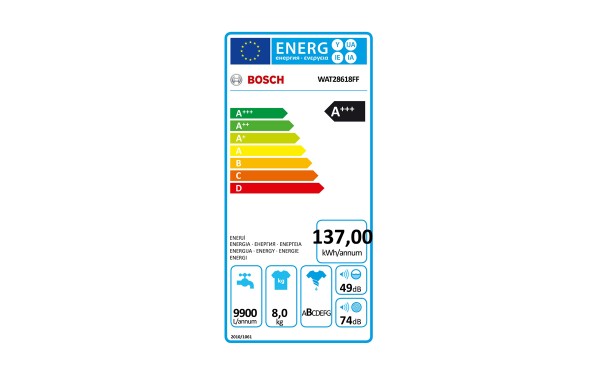 BOSCH WAT28618FF - &Eacute;tiquette &eacute;nergie