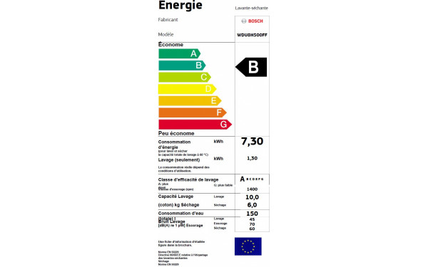 BOSCH WDU8H500FF - &Eacute;tiquette &eacute;nergie