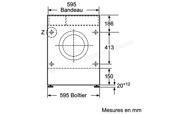 BOSCH WIA24201FF - Sch&eacute;ma technique (Vue de face)