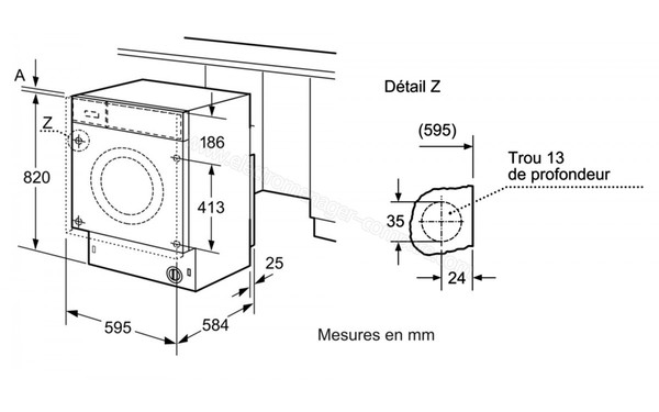 BOSCH WIA24201FF - Sch&eacute;ma d'encastrement