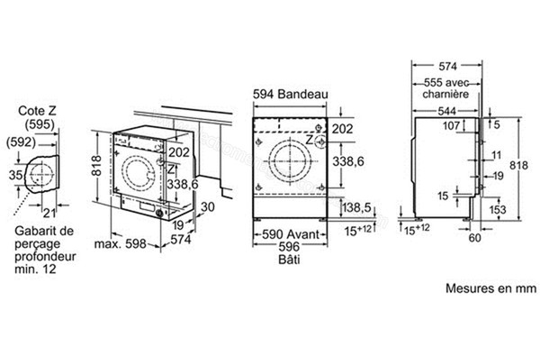 BOSCH WIS28121FF - Schema d'encastrement