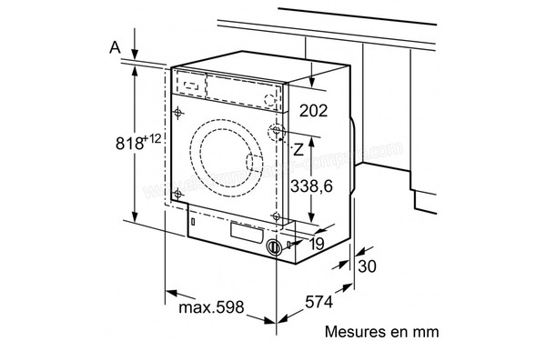 BOSCH WIW28340FF - Sch&eacute;ma d'encastement
