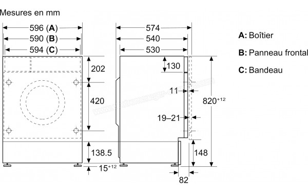 BOSCH WKD28260FR - Dimensions