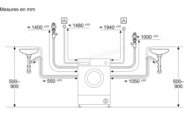 BOSCH WKD28260FR - Dimensions