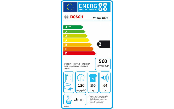 BOSCH WPG2313SFR - &Eacute;tiquette &eacute;nergie