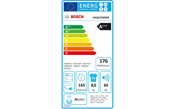 BOSCH WQG233D0FR - &Eacute;tiquette &eacute;nergie