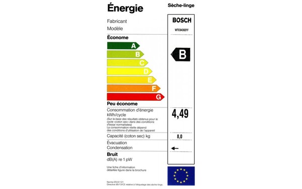 BOSCH WTE84382FF - &Eacute;tiquette &eacute;nergie