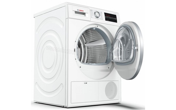 BOSCH WTG86409FF - Vue 3/4 gauche avec hublot ouvert