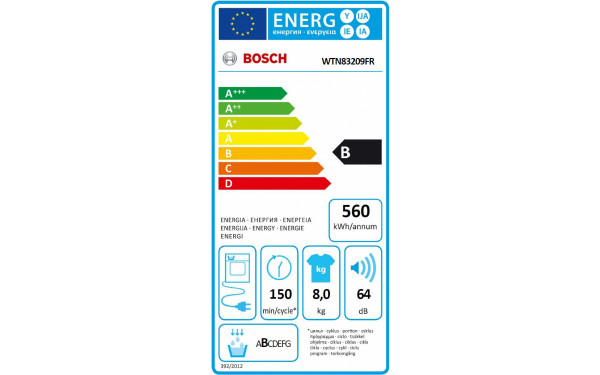 BOSCH WTN83209FR - &Eacute;tiquette &eacute;nergie