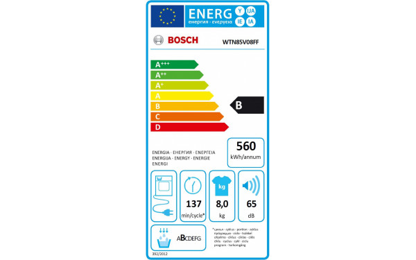 BOSCH WTN85V08FF - &Eacute;tiquette &eacute;nergie