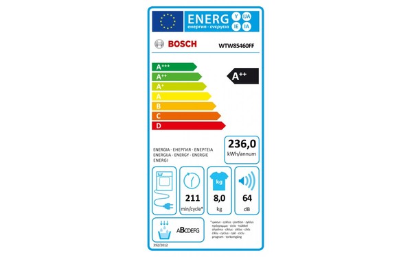BOSCH WTW85460FF - &Eacute;tiquette &eacute;nergie