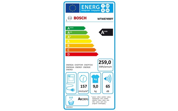 BOSCH WTW87490FF - &Eacute;tiquette &eacute;nergie