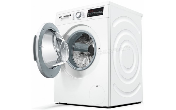 BOSCH WUQ28408FF - Vue 3/4 droite avec hublot ouvert