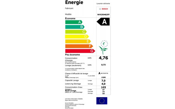 BOSCH WVG30462FF - &Eacute;tiquette &eacute;nergie