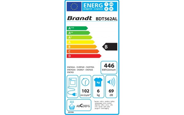 BRANDT BDT562AL - &Eacute;tiquette &eacute;nergie