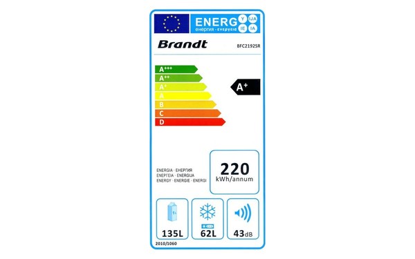 BRANDT BFC2192SR - &Eacute;tiquette &eacute;nergie
