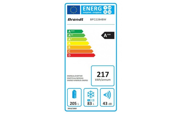 BRANDT BFC2284BW - &Eacute;tiquette &eacute;nergie