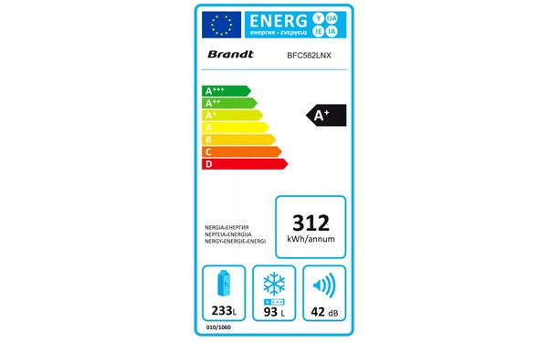 BRANDT BFC582LNX - &Eacute;tiquette &eacute;nergie