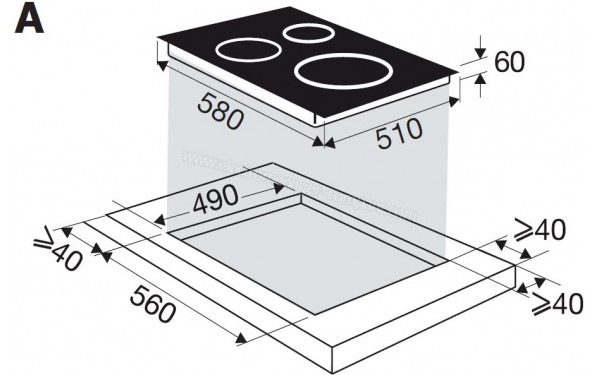 BRANDT BPI1639KX - Dimensions