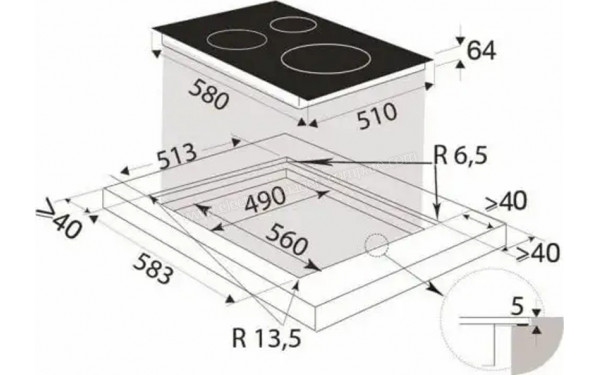BRANDT BPI6321X - Dimensions