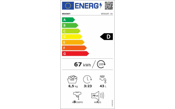 BRANDT BT652AT - &Eacute;tiquette &eacute;nergie v2