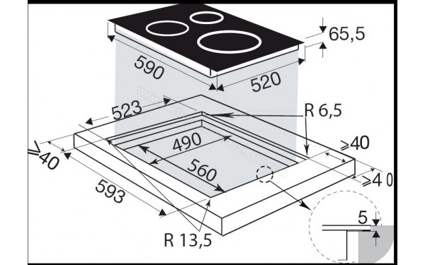 BRANDT BTI1641B - Dimensions (cr&eacute;dit : Boulanger)