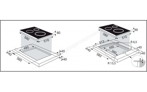 BRANDT BTI2638UW - Dimensions