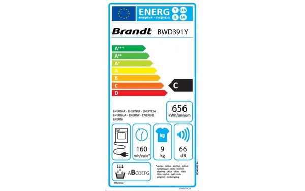 BRANDT BWD391Y - &Eacute;tiquette &eacute;nergie