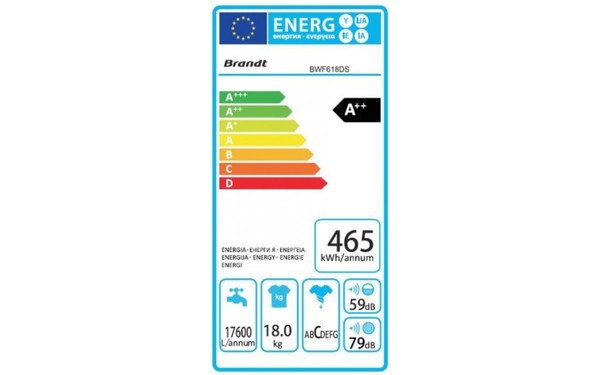 BRANDT BWF618DS - &Eacute;tiquette &eacute;nergie