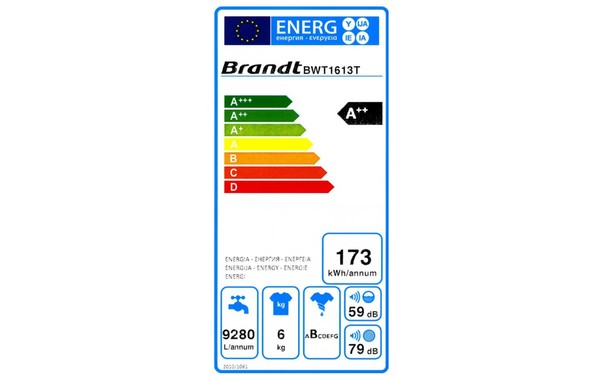 BRANDT BWT1613T - &Eacute;tiquette &eacute;nergie