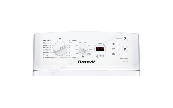 BRANDT BWT1714T - Vue du panneau de commande