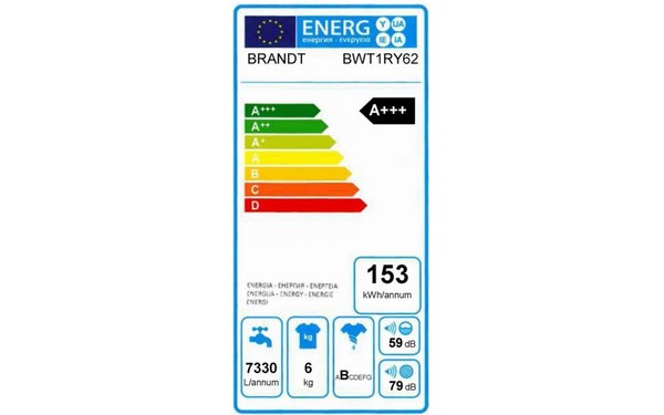 BRANDT BWT1RY62 - &Eacute;tiquette &eacute;nergie