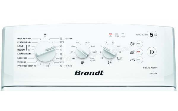 BRANDT BWT2512E - Panneau de commandes