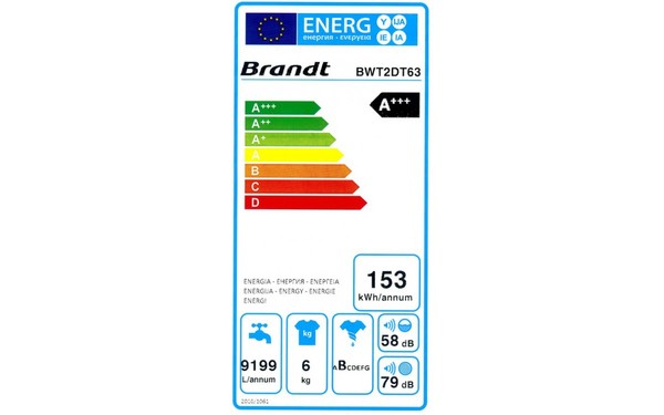 BRANDT BWT2DT63 - &Eacute;tiquette &eacute;nergie