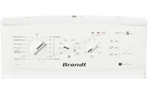 BRANDT BWT3610E - Panneau de commandes (cr&eacute;dit : Boulanger)